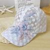 Women's Summer Lace Baseball Cap with Embroidered Floral Mesh - Korean Style Sun Protection Hat