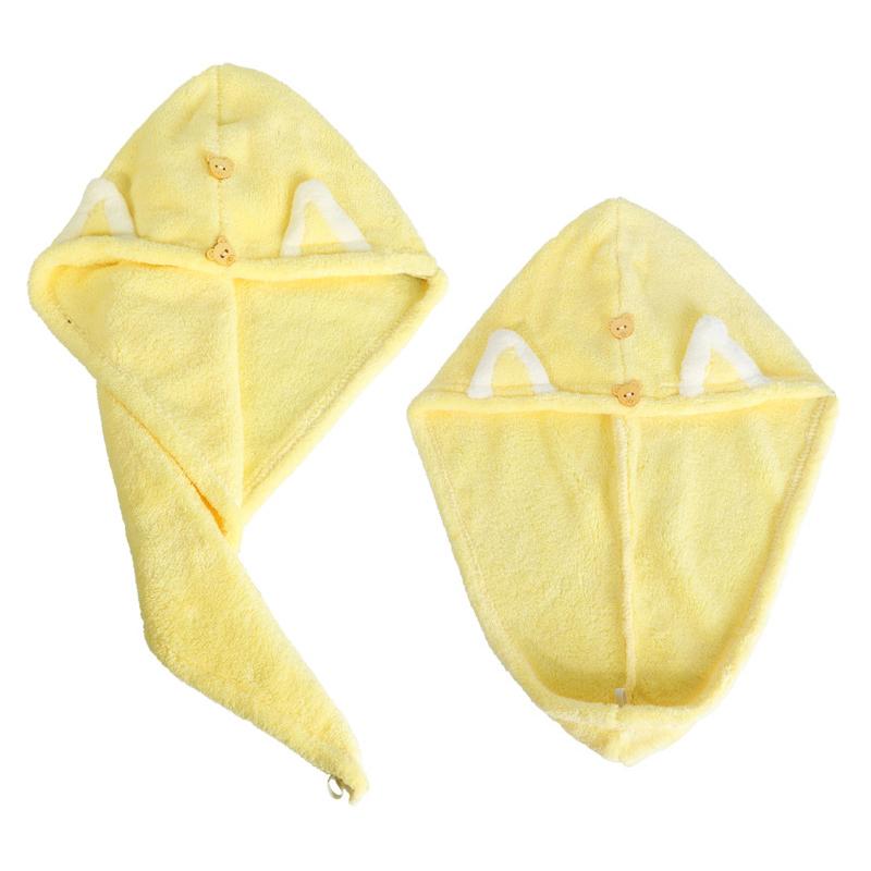 Quick Dry Hair Towels Women And Child Cute Cat  Ear Super Absorption Thicker Microfiber Turban Towels With Bear Buttons