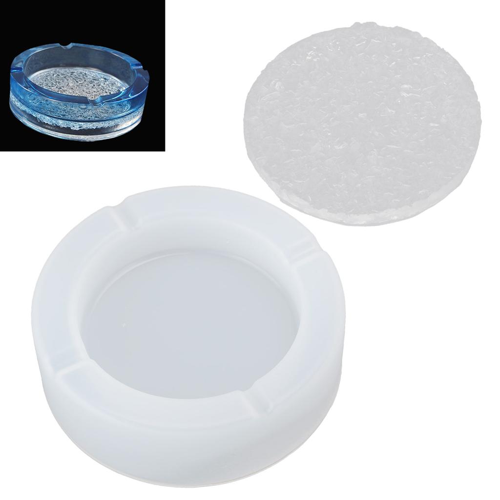 1 Set Ashtray Mold DIY Crystal Epoxy Mould Mirror Surface Silicone Storage Box Round Base L