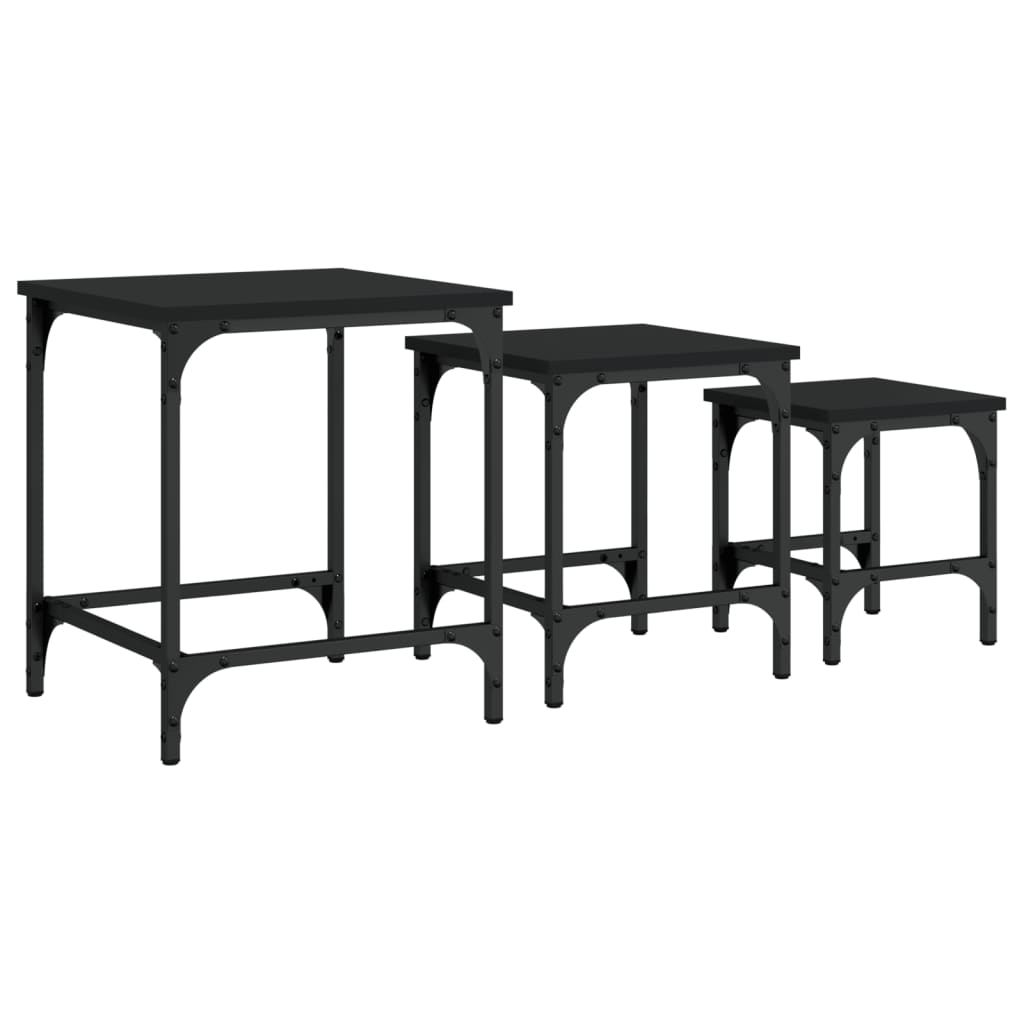  Coffee Tables, One Under the Other, 3 Pcs., Black