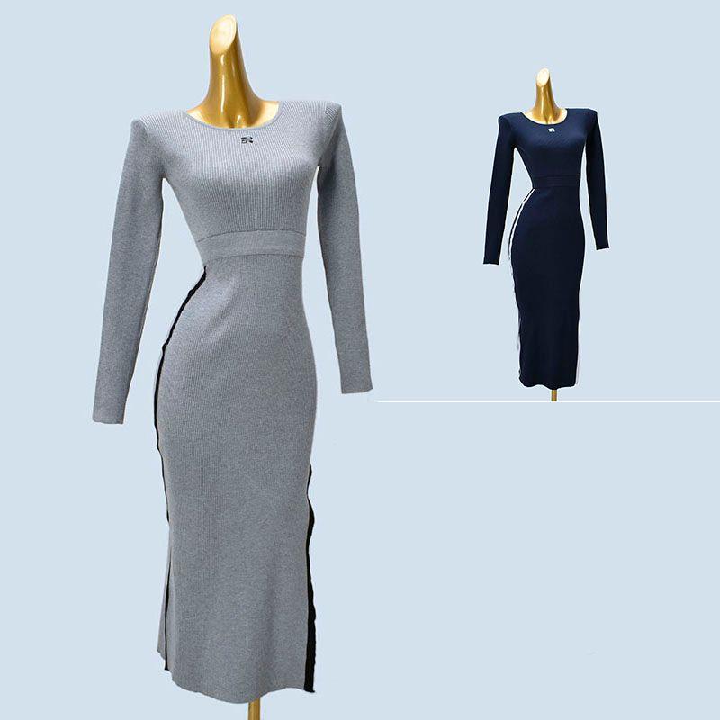 Export Single Japanese Version Knitting Dress Women 2025 New Arrival Spring & Fall Long Sleeves Silm Slim Looking Mid Length Long Length Skirt