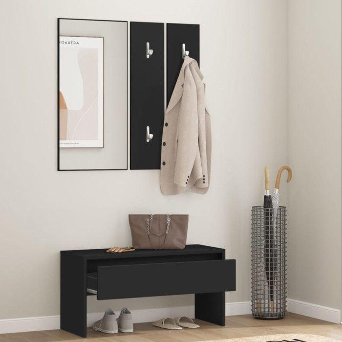 VidaXL Ensemble de meubles de couloir noir bois d'ingénierie, meuble de couloir, mobilier de couloir, mobilier d'entrée, 833512