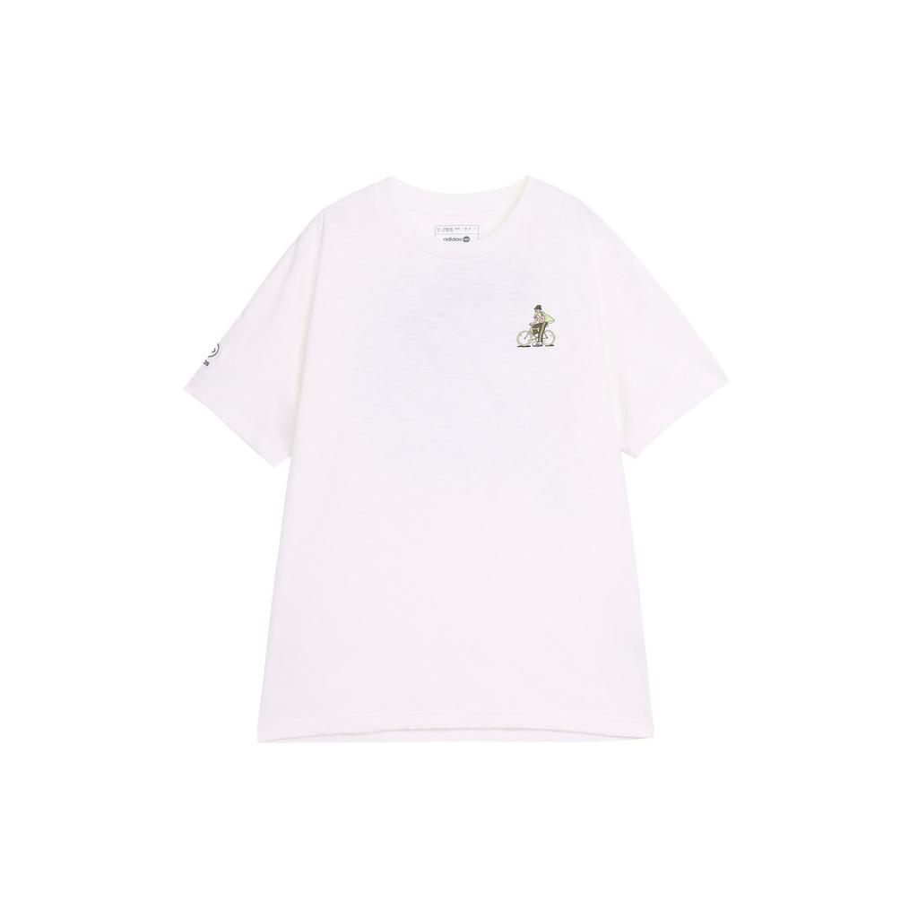 Adidas Neo Cartoon Print Crew Neck Sport T-Shirt Unisex Tops White HC9741