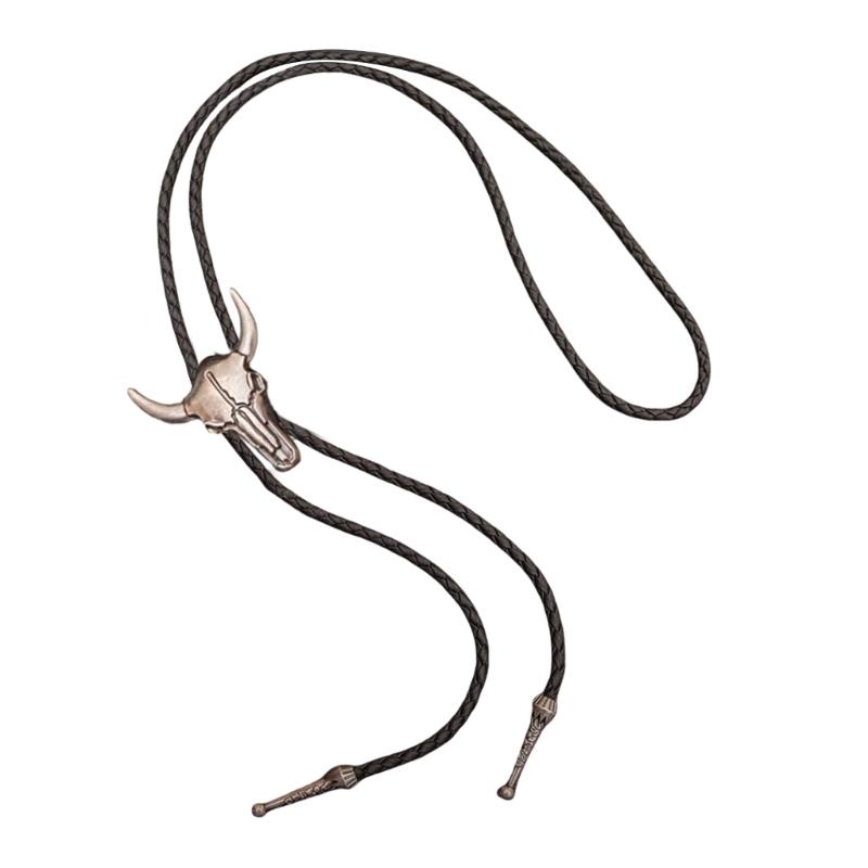 6Pieces Southwestern Styles Men's Bolo Tie with Cow Skull Star Pendant for Casual or Formal Wear Leather Cord Necktie