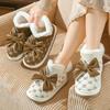 Winter Autumn and Winter New Cotton Shoes Women V Thick-soled Bow Outer Wear Casual Warm Thickened Snow Boots