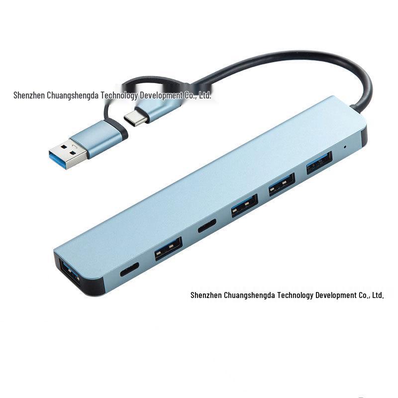 7-in-1 Type-C Expansion Hub with Multi-Functional Card Reader & Dual-Head Splitter