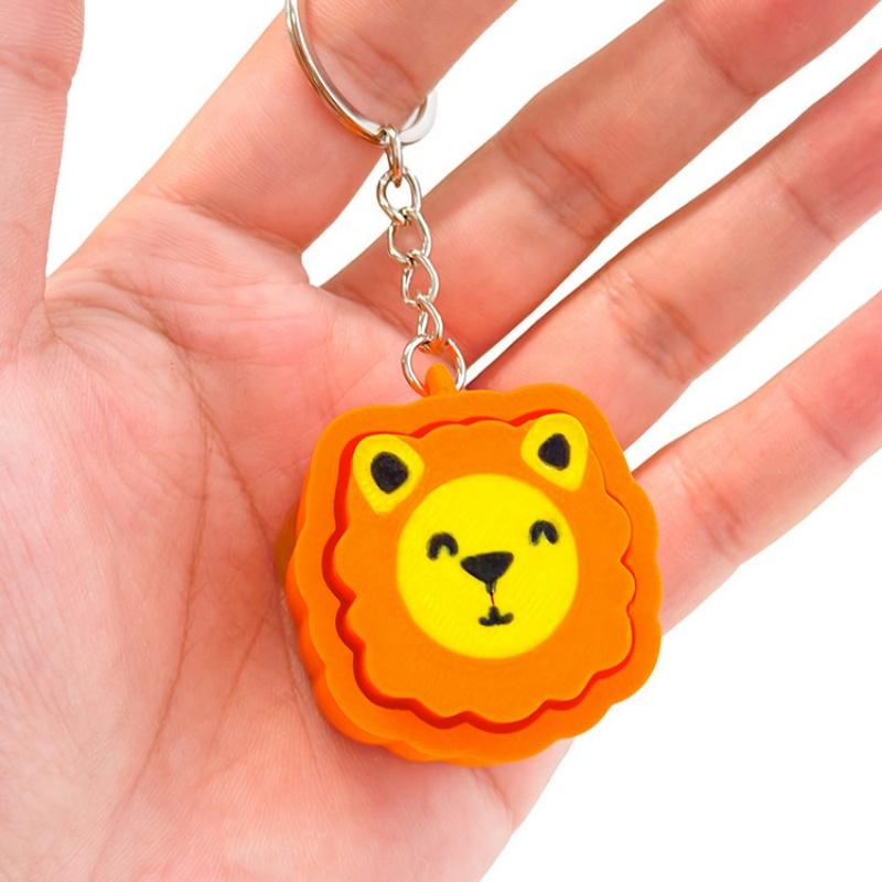 Cartoon Animals Clicker Keychain Educational Stress Relief Decompression Toy for Kids Bag Charm