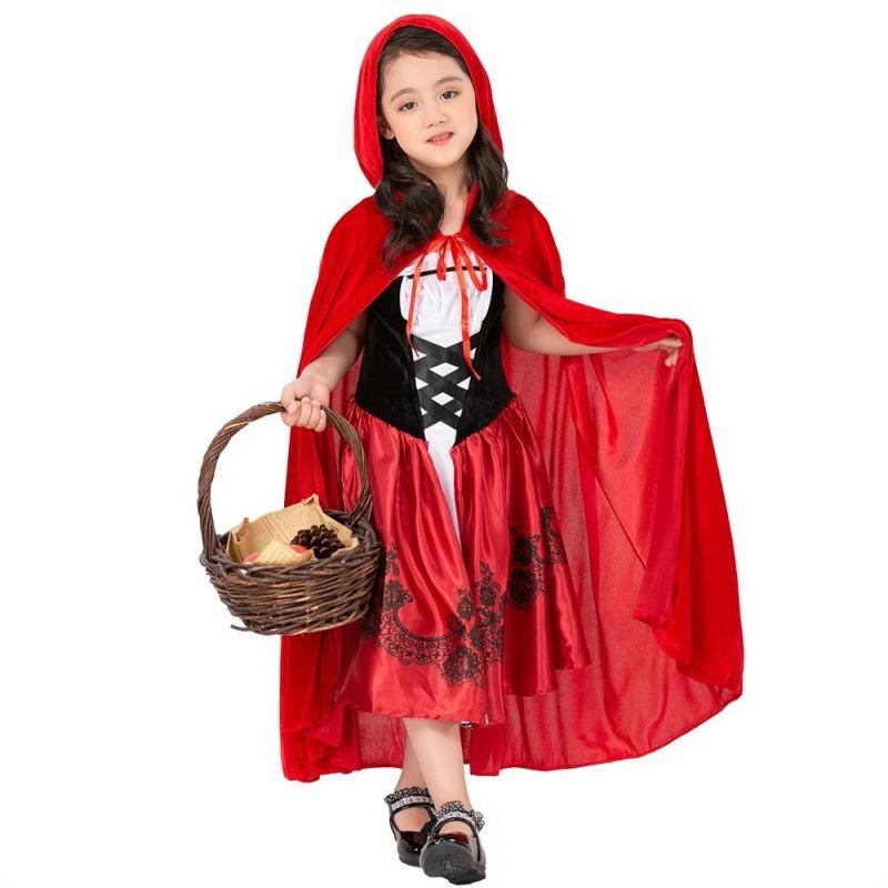 Halloween Costume Little Red Riding Hood Costume Big Grey Girl Stage Costume Girls Cloak Cloak Cloak