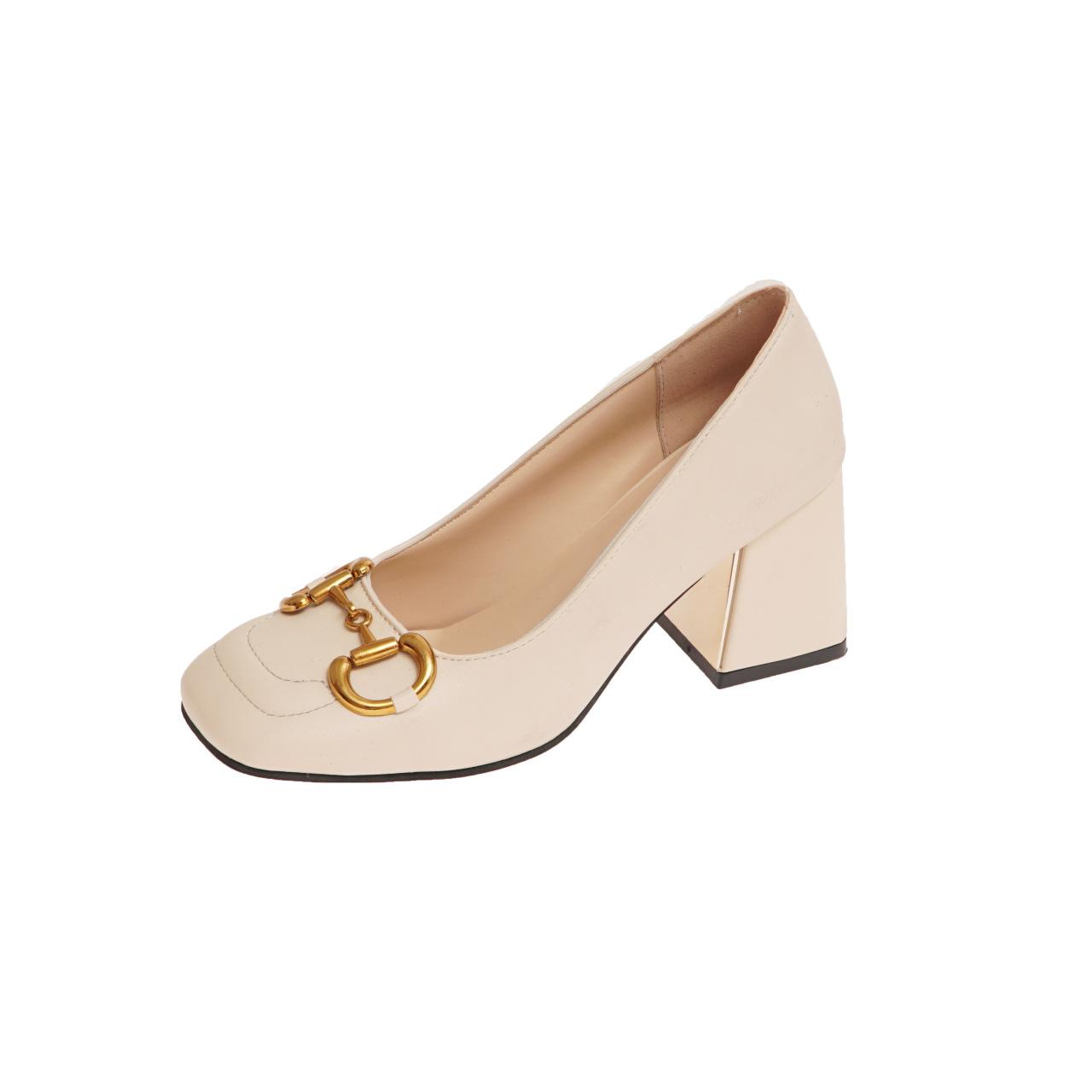 

Туфли Мэри Джейн с французской пряжкой 2024 года, новые толстые одинарные туфли на каблуке, женские летние туфли с квадратной головкой в стиле ретро, белые туфли на высоком каблуке для женщин 38