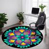 1pc Colorful Flower Mandala Chair Carpet for Office, Round Polyester Mat, Indoor Decor for Office, Easycare Fabric, Washable Non-slip Area Carpet