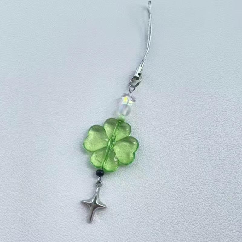 Cute Star Phone Charm Lanyard for Women Girls Fashion Beaded Flower Keyring Stylish Keychain Bag Purse Pendant