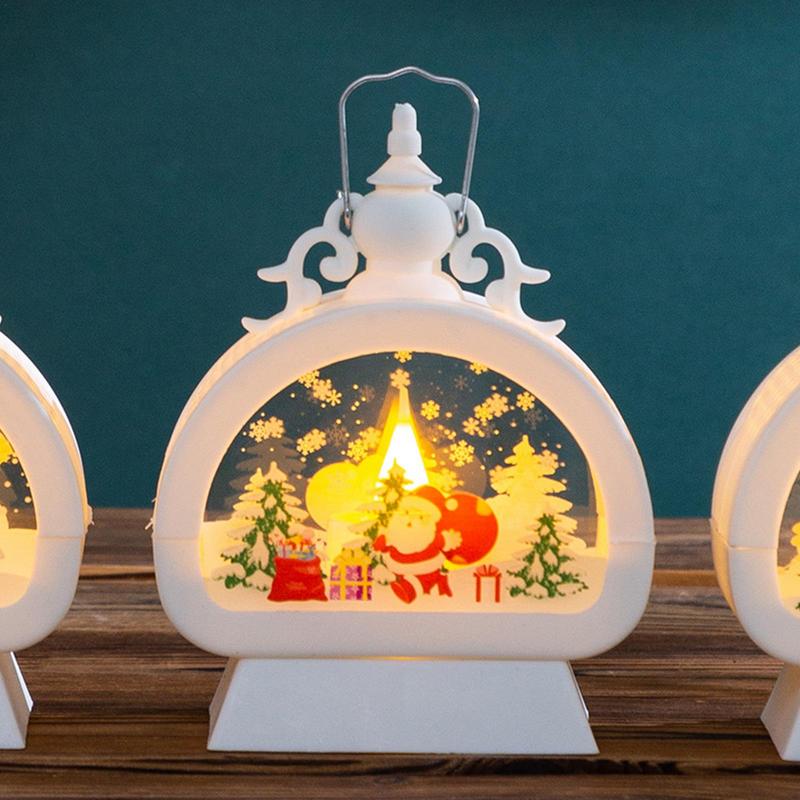 Christmas Lantern Decor Lighted Snow Globe Lantern Christmas Lamp With Handle Exquisite Snowflake Pattern Christmas Scene Lamp