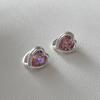 Fashion Shiny Sweet Pink Zircon Heart Earrings for Women 2025 New Trend Exquisite Geometric Ear Buckle Earrings Jewelry Gifts