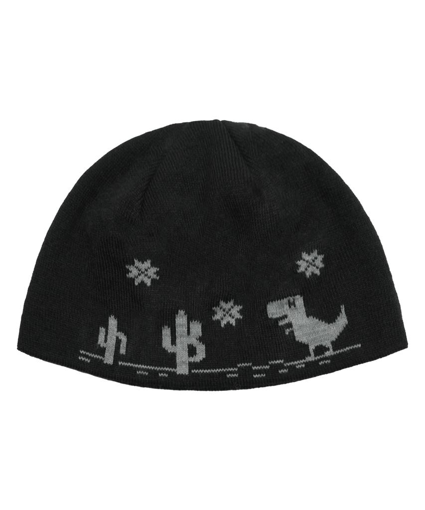 HIDDEN BEHIND Jacquard Dino Beanie (Black)