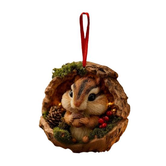 Yousheng Forest Animal Christmas Ornaments 2D Acrylic Woodland Creature Hanging Ornament Gift for Nature Lovers