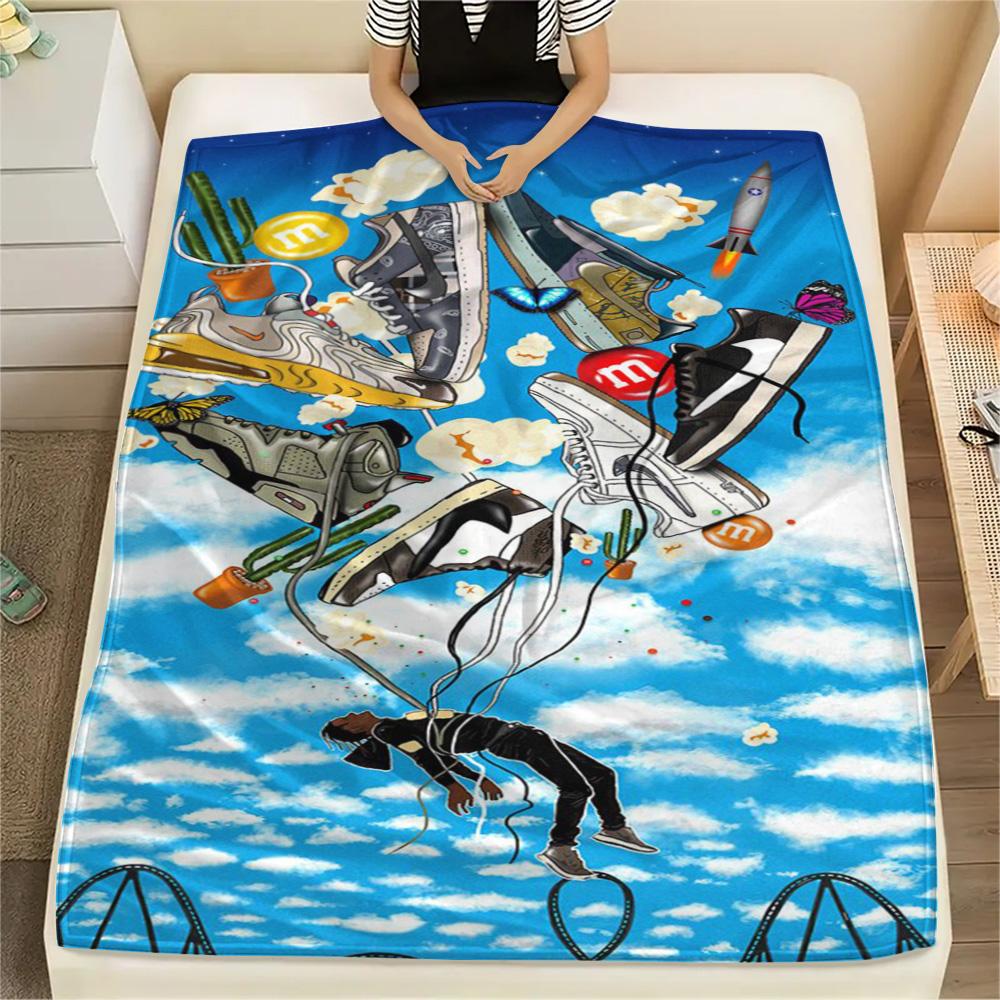 Stampa Sneakers Coperta di Flanella Copriletto per Camera da Letto Copridivano Campeggio Coperta Calda Regali per famiglia e amici(MJ055)