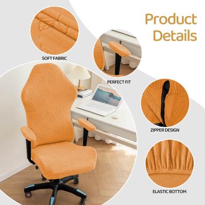 Elastic Chair Cover Full Coverage Gaming Chair Cover Leaves Pattern Fitted Breathable Chair Protector for Computer Chairs