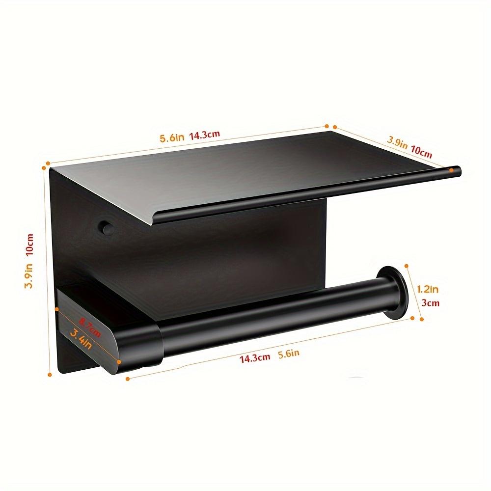 1 pièce Porte-papier toilette mural noir mat antirouille Support de papier toilette de salle de bain sans perforation Support de rangement pour rouleau de papier toilette