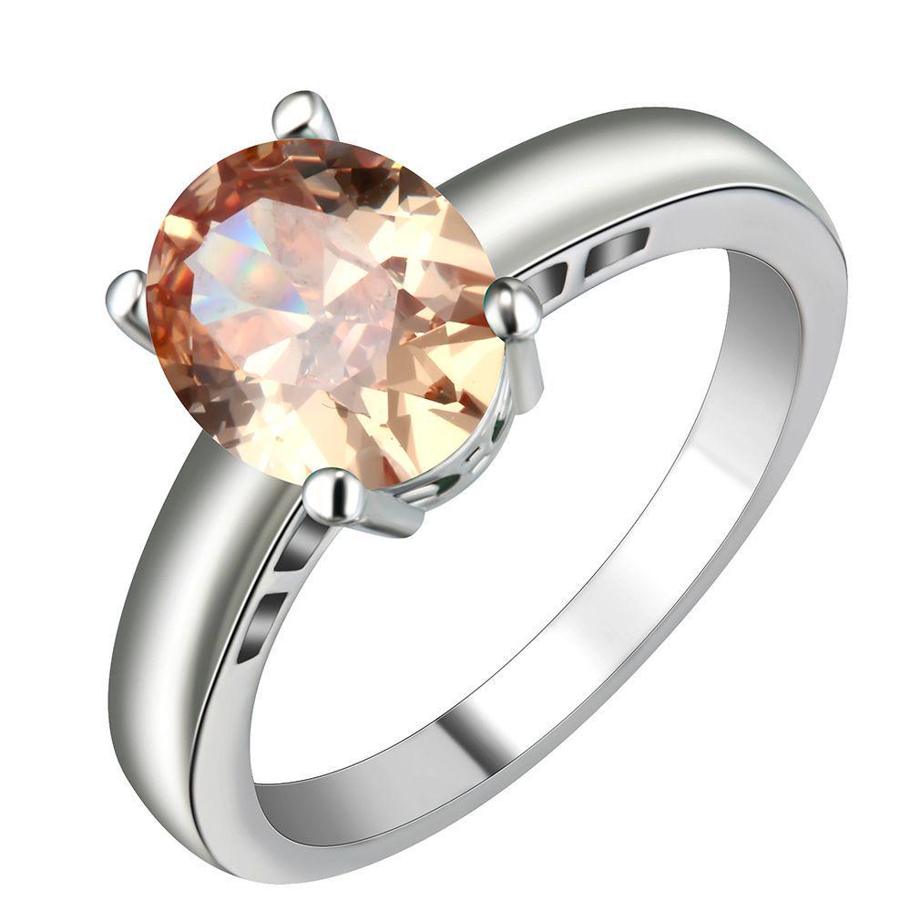 Versatile European & American Fashion Copper Inlaid Zircon Women s Ring Size 8