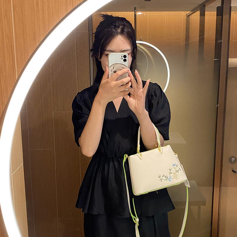 Urban simple fashion tote bag embroidery new Chinese bag handbag matching women's shoulder bag messenger bag