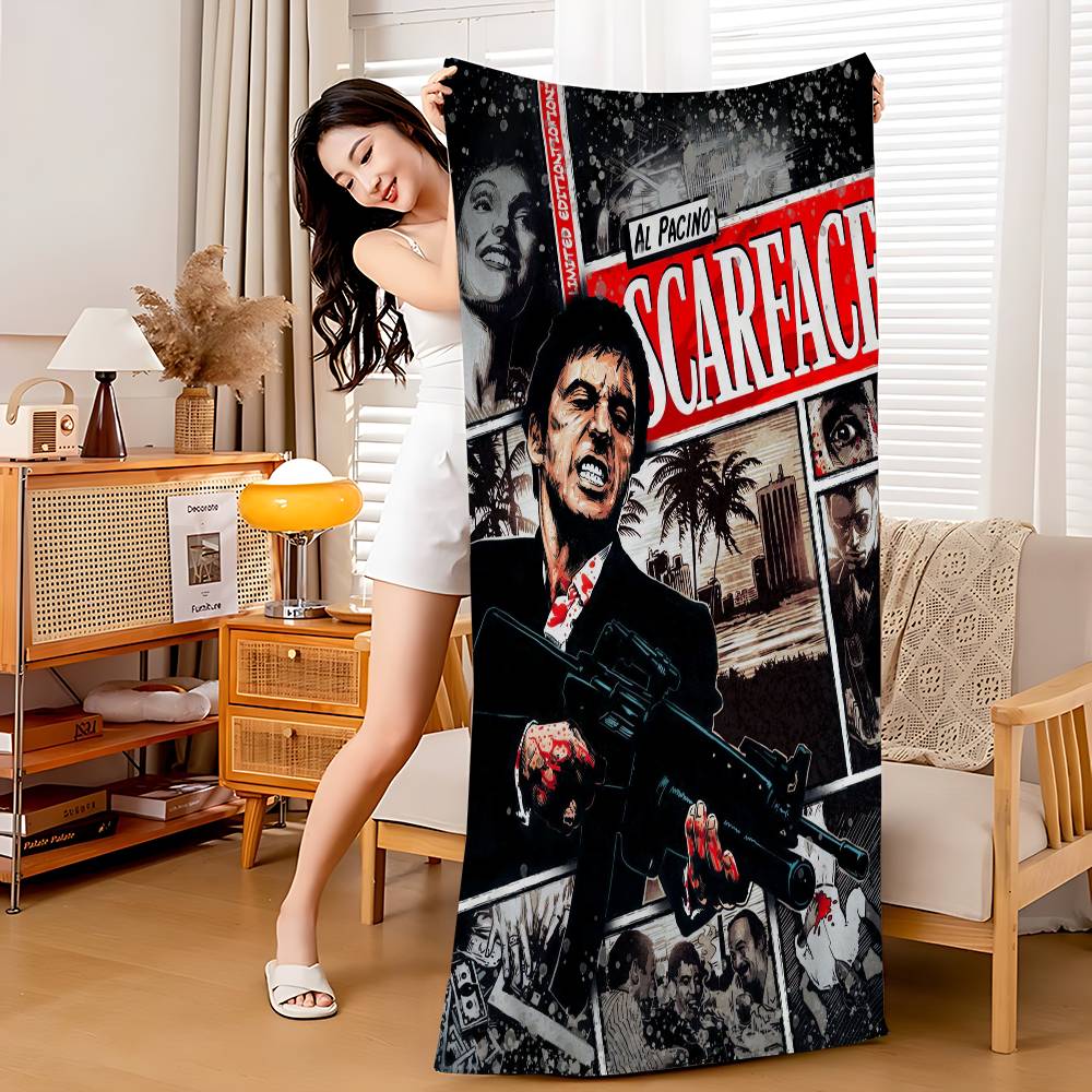 Classic Film S-Scarface Bath Towel Microfiber Soft Water Absorbing Breathable For Girl Kids Decorative Cartoon Beach Towel