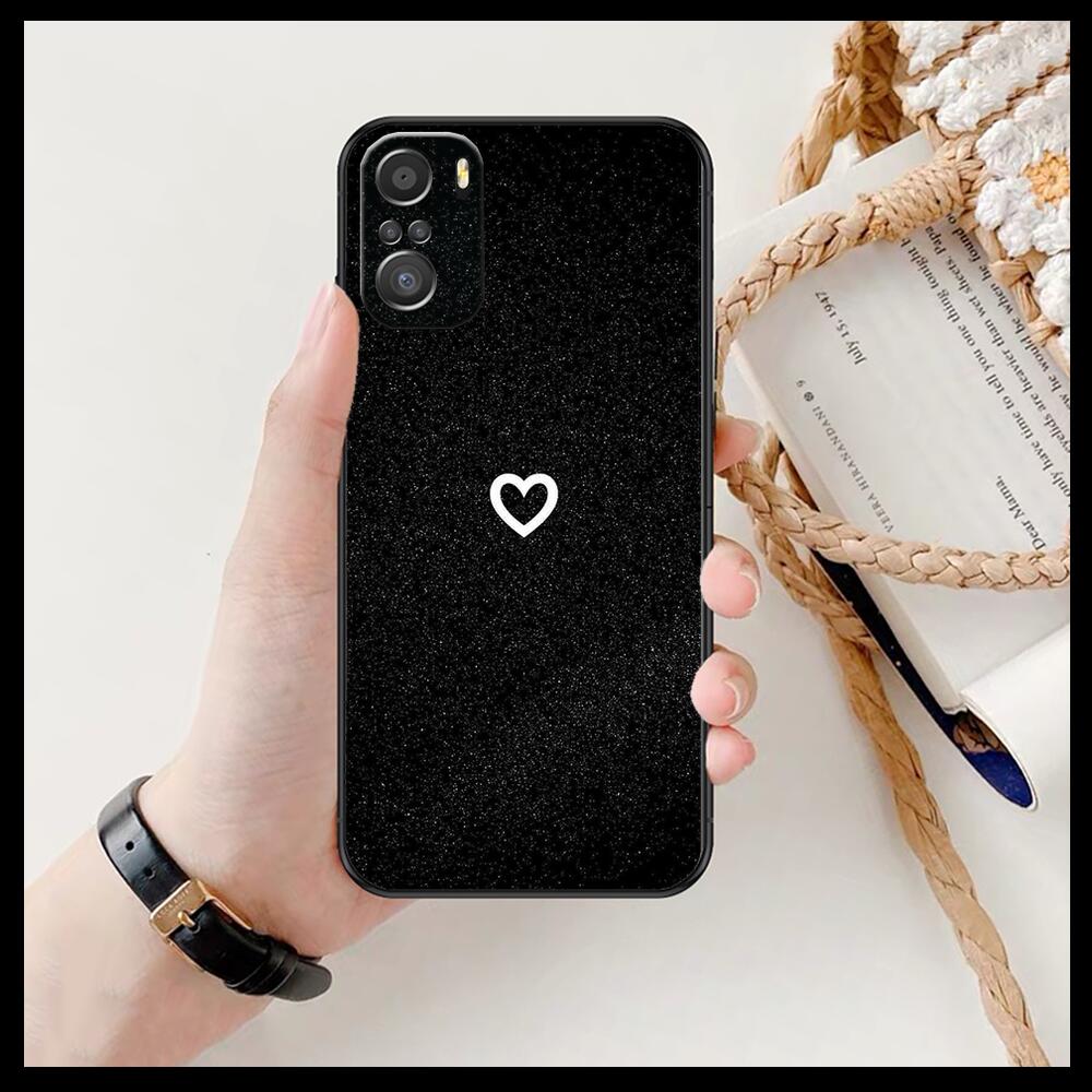 LIEBE herz Für Xiaomi Redmi Hinweis 10S 10 9T 9S 9 8T 8 7S 7 6 5A 5 Pro Max Weiche Schwarze Telefon Fall