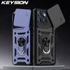 KEYSION Shockproof Armor Case for Motorola Edge 70 5G Slide Camera Lens Protection Ring Stand Phone Back Cover for MOTO Edge 70