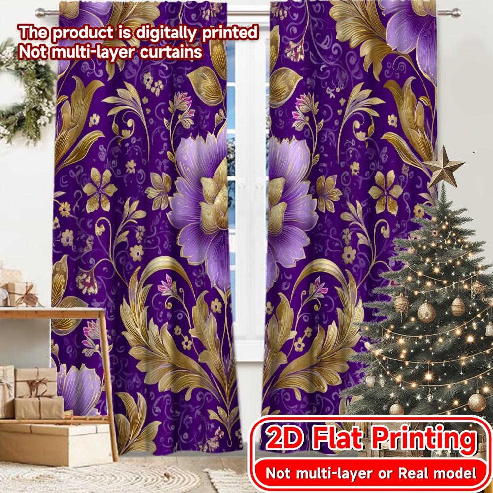 

Set Of 2 Modern Flat Printing Golden Palace Curtains Window Treatment Versatile Fabric Decorations Inside Ldeal Curtain Made Polyester W100*H70(CM)-Grommet top&2PCS