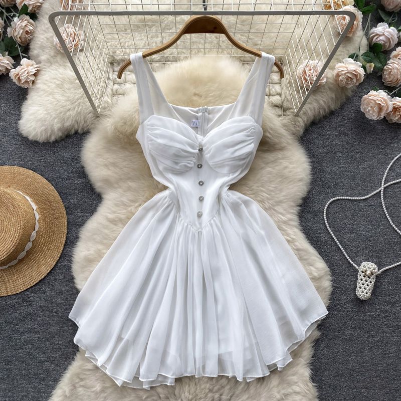 

Летний стройный темперамент с высокой талией сетчатая майка юбка-подъюбник White L