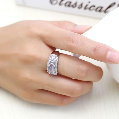Wedding Engagement Bridal Jewelry Colorful Cubic Zirconia Inlaid Finger Ring