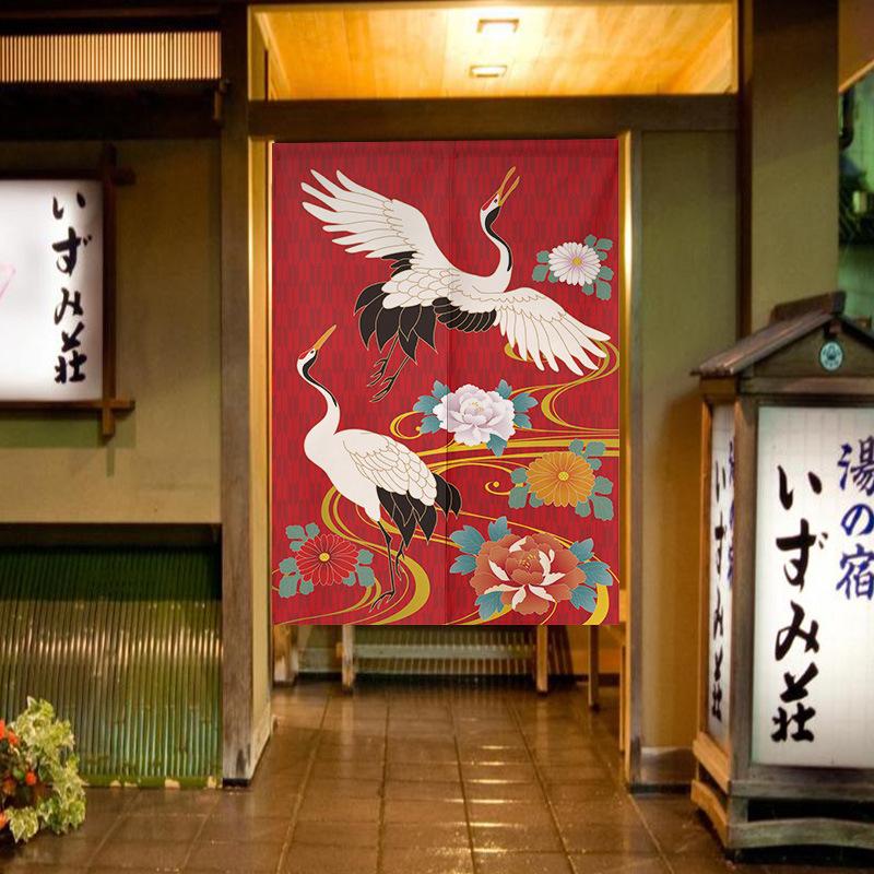Cortina de Porta Estilo Japonês Algodão Linho Flor de Cerejeira Cortina Entrada da Cozinha Restaurante Decoração Noren Divisória Meia-cortina