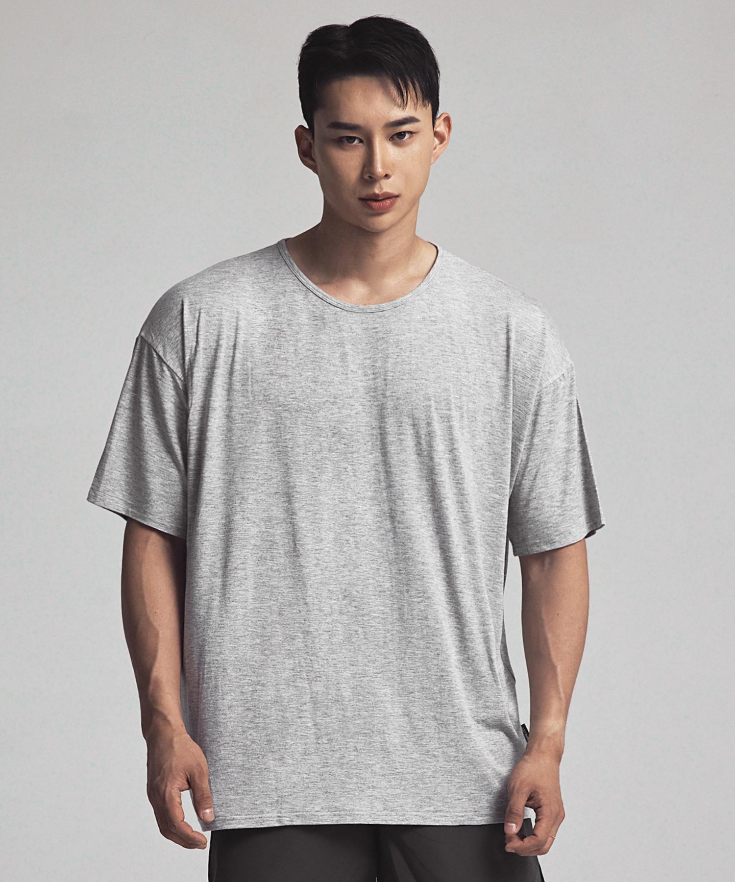 Astrov Silket U-Neck Short Sleeve T-Shirt Gray L