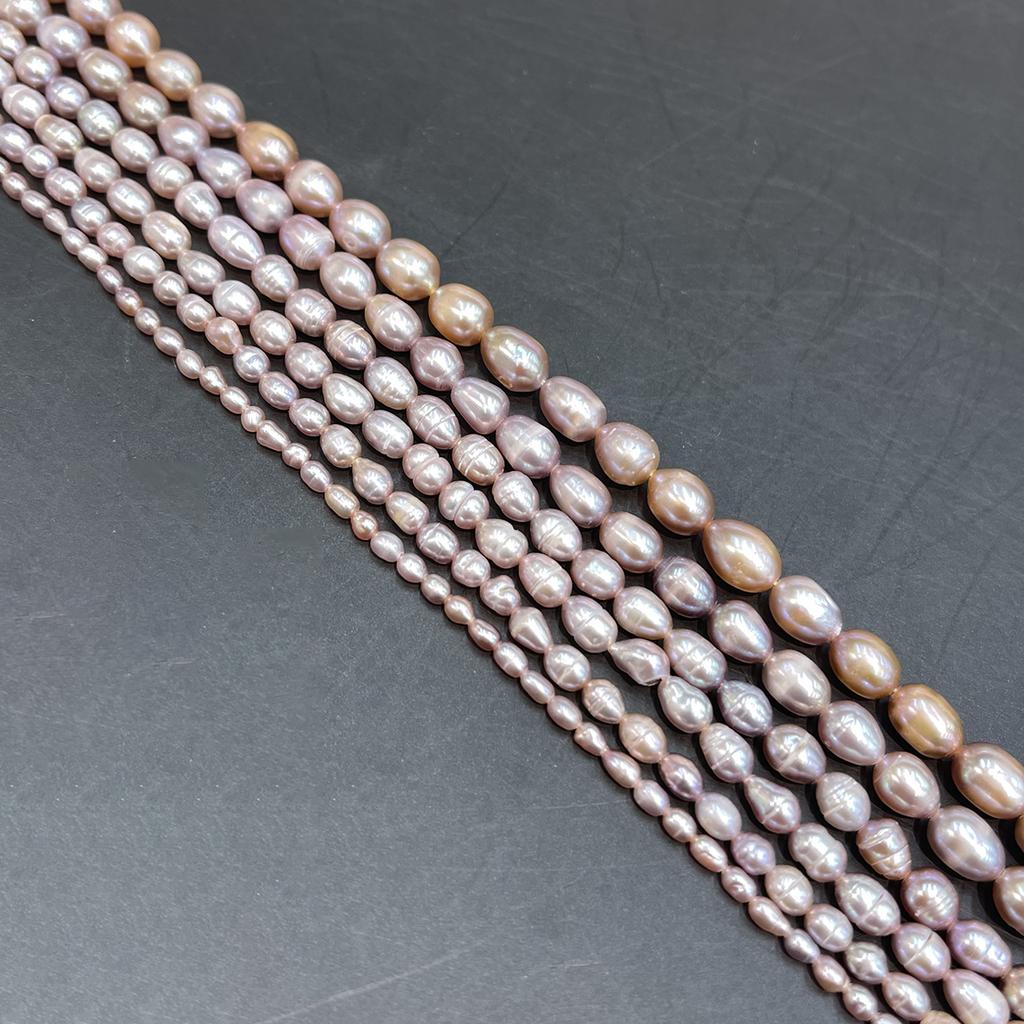 1 String AA Grade Purple Freshwater Rice Pearl Beads 3-8mm, 36cm Strand, Natural Pearl Beading Supplies, Loose Beads for DIY Handmade Jewelry Making