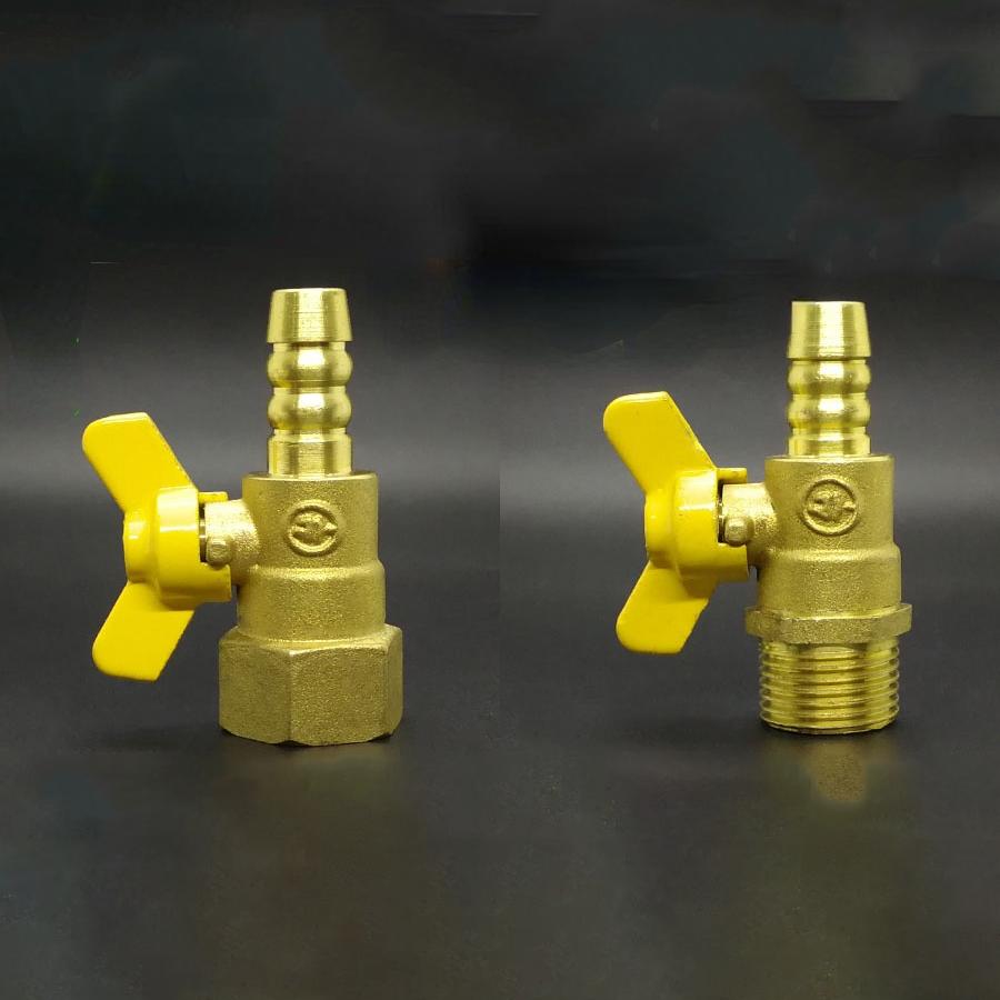 1/4" 3/8" 1/2" BSP Male Female x 8mm 10mm 12mm Brass Shut off Ball Valve Fuel Gas Water With Yellow Butterfly Handle