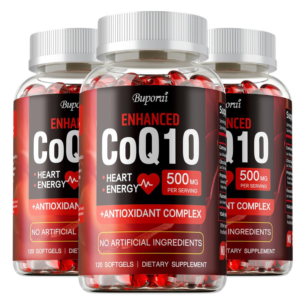 Buporai Coenzyme Q10 500mg Softgels 120 Count — Antioxidant Support, Daily Wellness, Nutritional Support