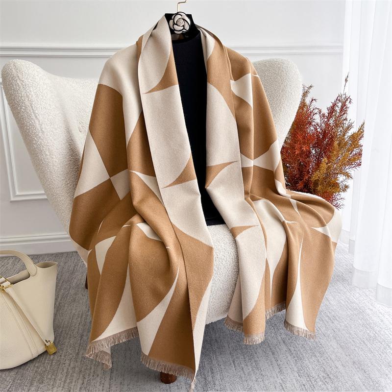 Luxury Winter Scarf for Women Warm Pashmina Shawl Thick Floral Cashmere Blanket Chunky Stoles Lady Elegant Poncho Travel Bufanda