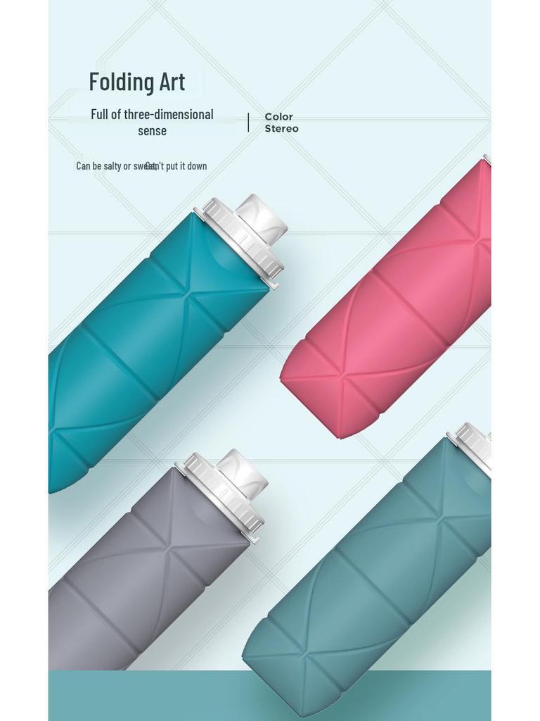 Foldable Silicone Sports Water Bottle with Straw - Portable & Telescopic Gift