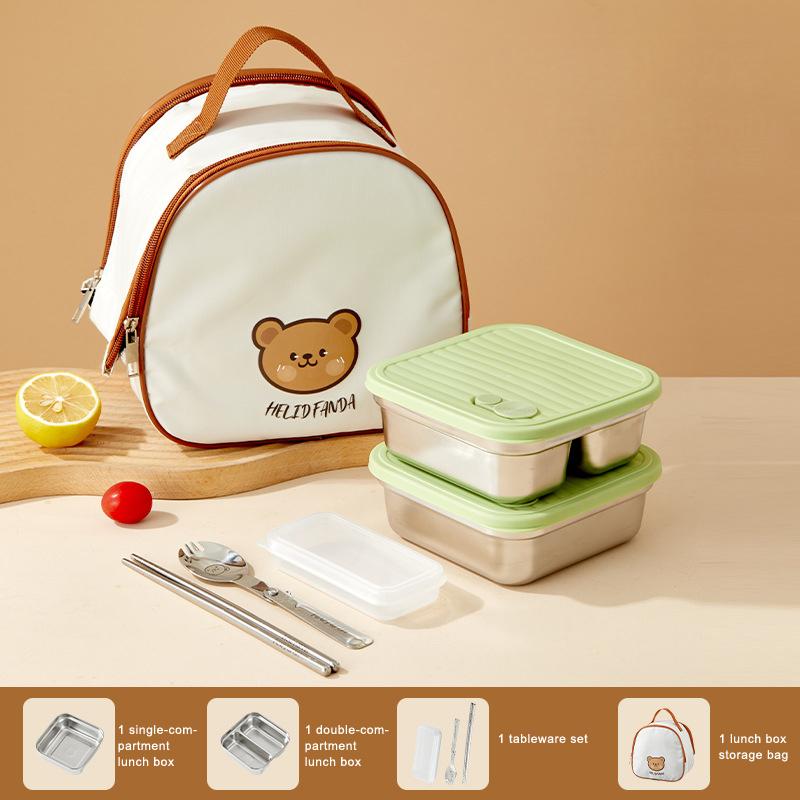 304 Stainless Steel Square Lunch Box With Lid Portable Fruit Salad Food Container Stackable Leak Proof Bento Box