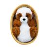 Plush Stuffed Animal Toy with Woven Basket Bed for Children's Gift Decorative Soft Doll