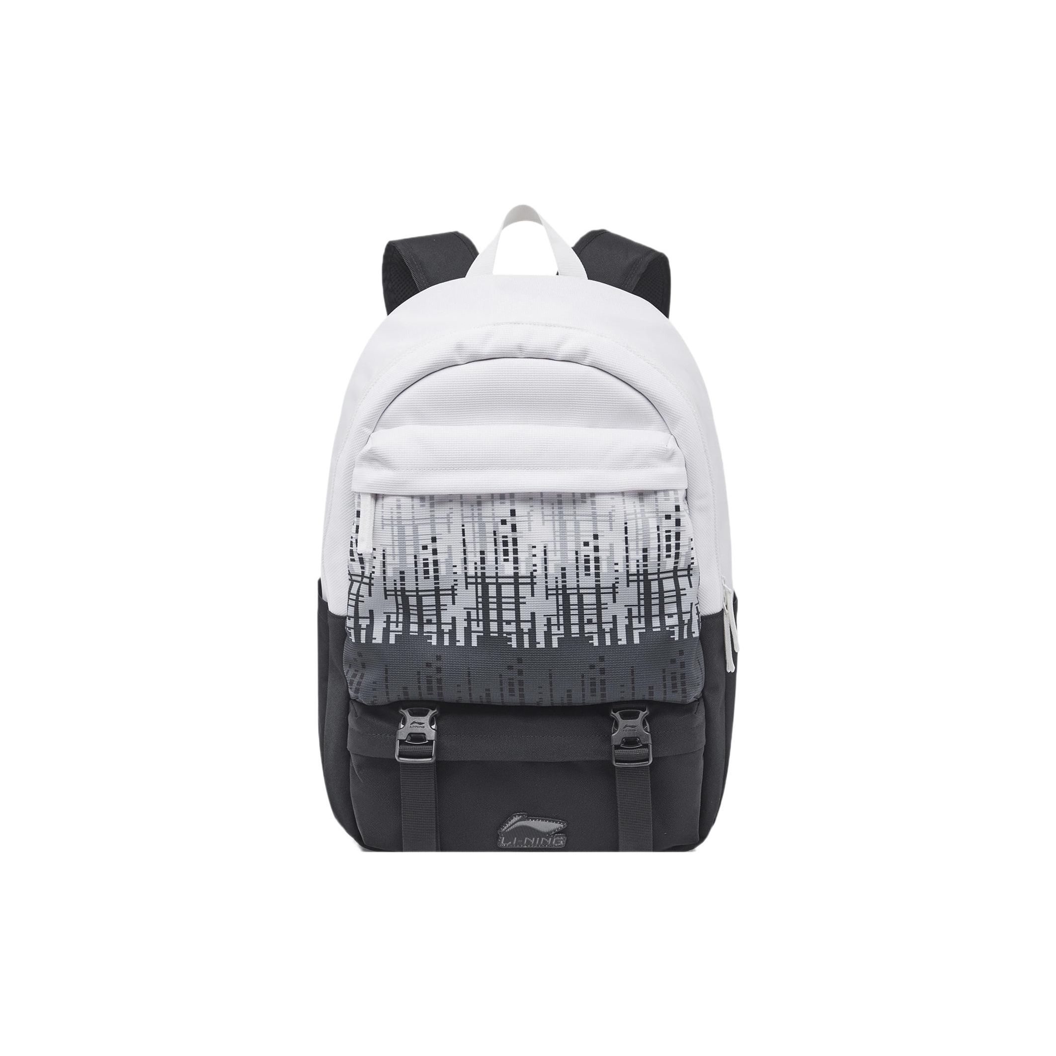 

Li-Ning Adjustable Shoulder Strap Design Zipper Closure Polyester Backpack Unisex Backpacks Black Cream ABST247-1 Black/Ivory Gradient