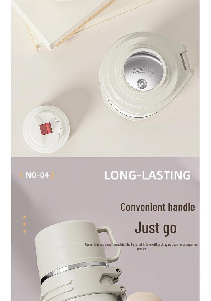 New Large Capacity 316 Stainless Steel Travel Thermos with Steel Lid - Outdoor & Car Water Bottle Cup