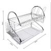 Artehome Two-Tier Dish Drainer Silver Shelf, Bowls Dishes Cup Holder with Drip Tray