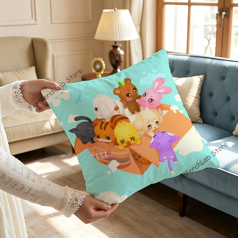 Cute AANITEEZ Anime Pillow Case Antidustmite Pillowcase Invisible Zipper Silky Short Plush Sofa Cushion Cover