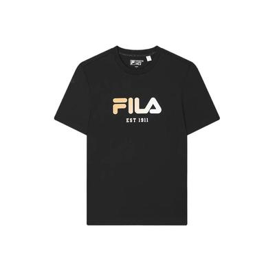 Fila Original Cool And Comfortable Breathable Skin-Friendly Short Sleeve T-Shirt Unisex Tops Black Gold Frozen-Lemon F51M519106F-BG