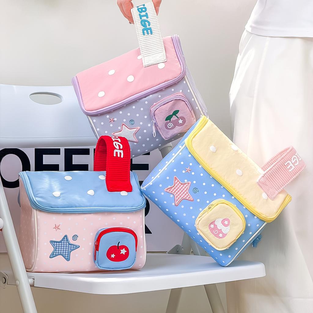 Star Pattern Large Capacity Travel Toiletry Bag Cosmetic Storage Pouch For Makeup Sanitary Pad Lipstick Skincare Organizer