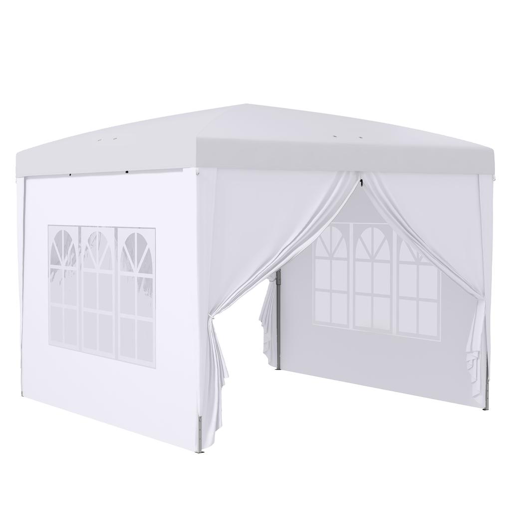 3x3(m) Pop Up Gazebo With Curtain Walls And Windows White
