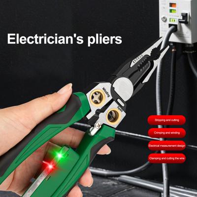 8-in-1 Wire Stripper with Voltage Tester Ergonomic Handle Portable Multi-function Electric Wire Stripping Tool Cable Cutter