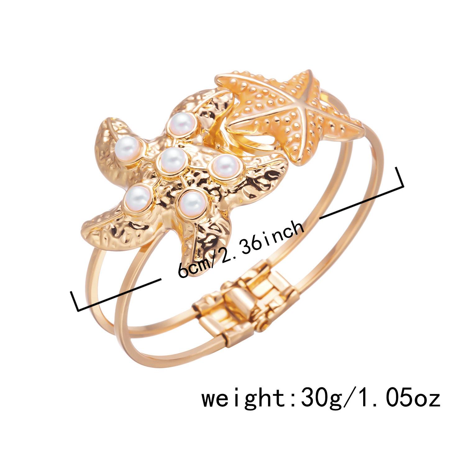 Women s unique irregular starfish pearl bracelet, bohemian vacation style beach jewelry 1
