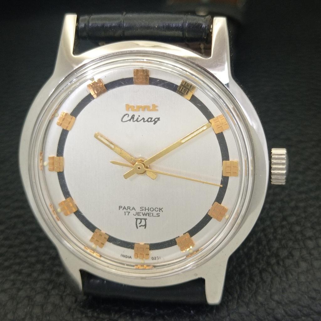 VINTAGE HMT CHIRAG HAND-WINDING INDIAN MENS SILVER COLOR DIAL WATCH A703034-1 R212-a703034