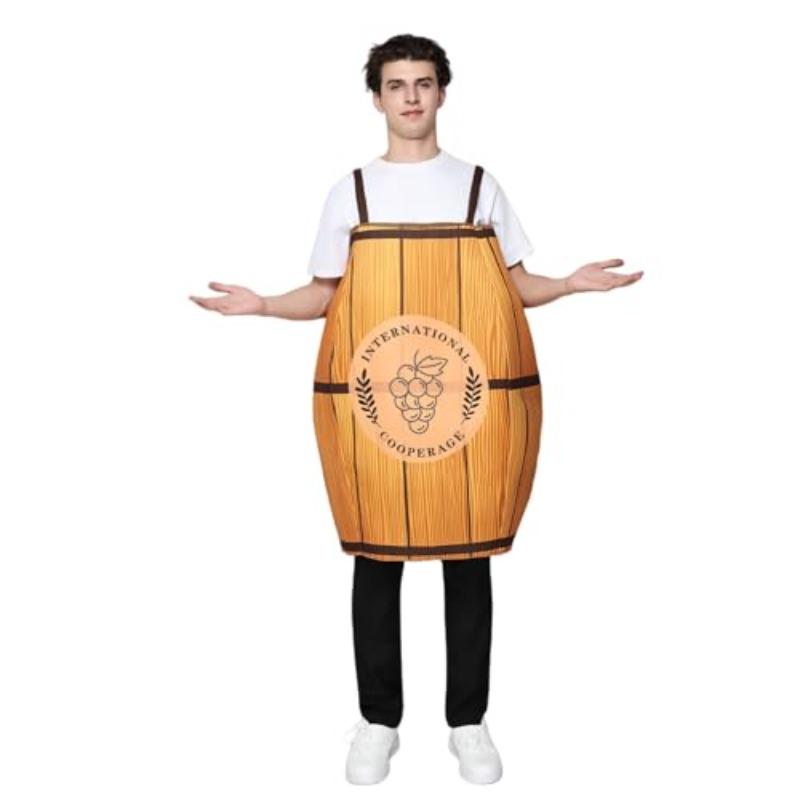 

EraSpooky Mens Oak Wine Barrels Halloween Costume 3D Beer Barrel Tunic Funny Adult Oktoberfest Outfits One Size